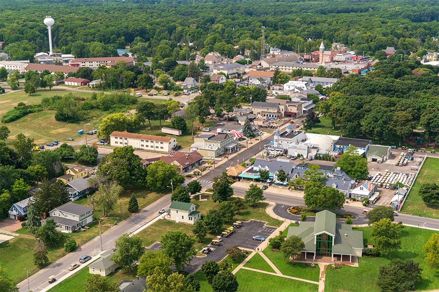 Ohio - Aerial View of Small Town in Ohio